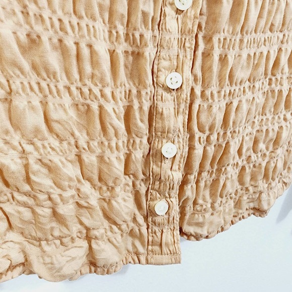 Everlane The Button Smock Top in Neutral Tan Button Front Stretch Womens Size 12 - Picture 8 of 15